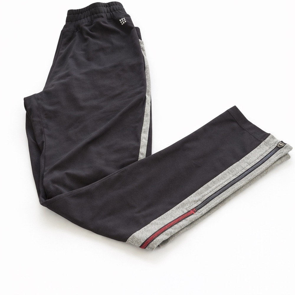 Title Nine Black Performance Joggers Gray Side Stripe Ankle Zips Small